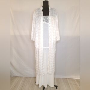 Vintage 1970s White Lace Peignoir Set Nightgown & Robe Bridal Lingerie
